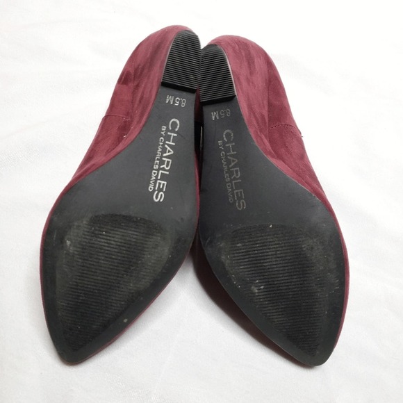 Charles by Charles David Burgundy Pointed Toe Ankle Bootie Wedges Size 8.5 - Picture 7 of 8